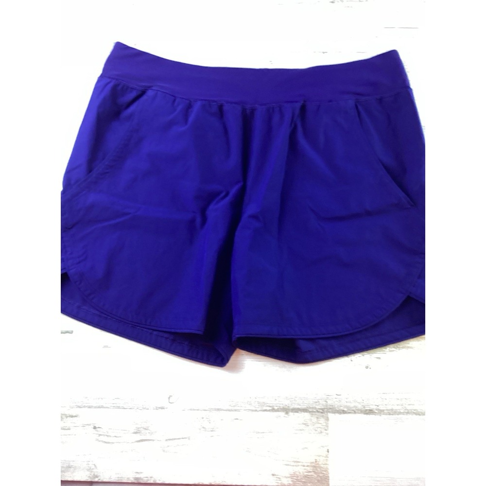 Lands End Womens Size 14 Navy Blue W/ Pockets Summer Beach Ocean Shorts